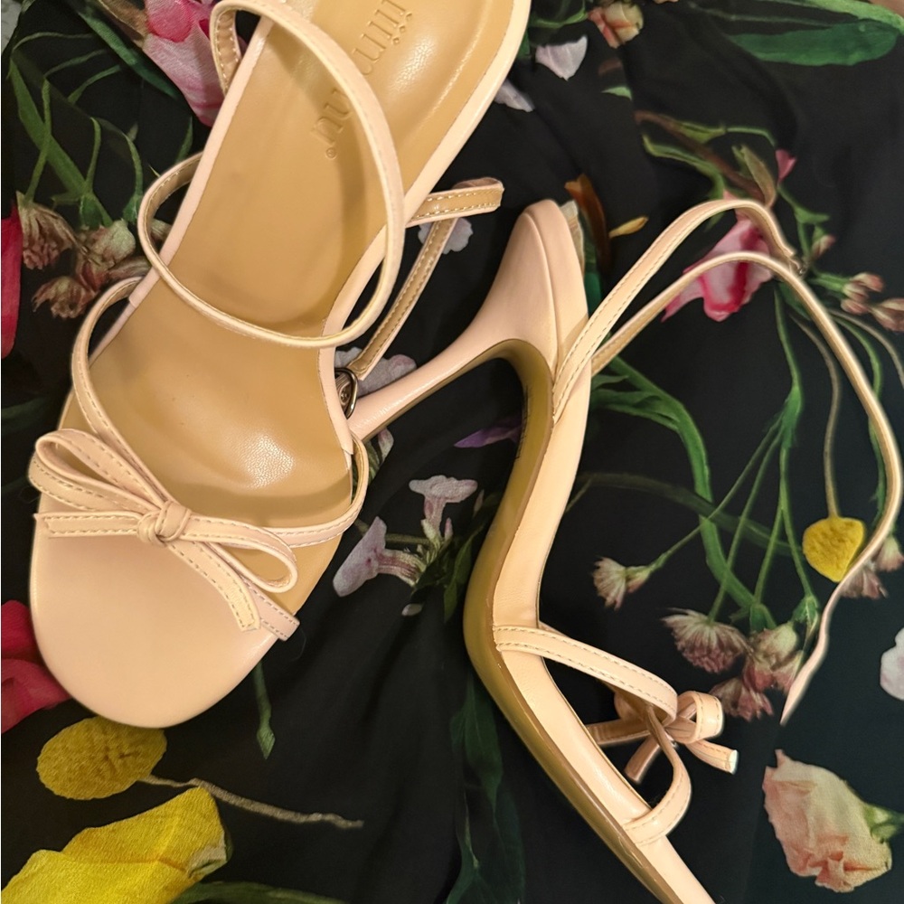 Elegant iiimmu Women's Bow Stiletto Nude Blush Pink Heels 4 IN Heeled Sandals 💕